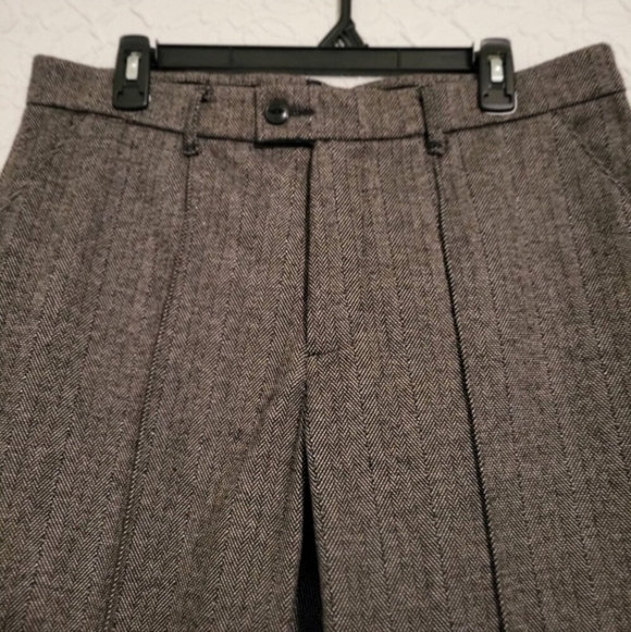 Lee Regular Fit Straight Leg Mid Rise Brown Tweed Creased Dress Pants Size 14 - Picture 4 of 11